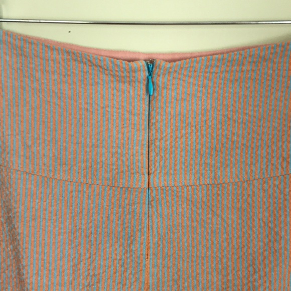 Blue & Orange Pinstripe Pencil Skirt - Picture 5 of 8